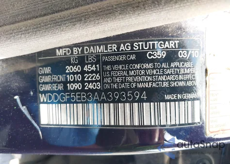 2010 Mercedes-Benz C 300 Luxury/Sport from USA, damaged, VIN WDDGF5EB3AA393594